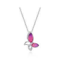 Sterling Silver Cubic Zirconia & Enamel Butterfly Pendant