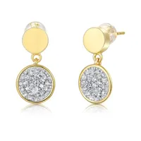 Sterling Silver Yellow Plated Cubic Zirconia Earrings