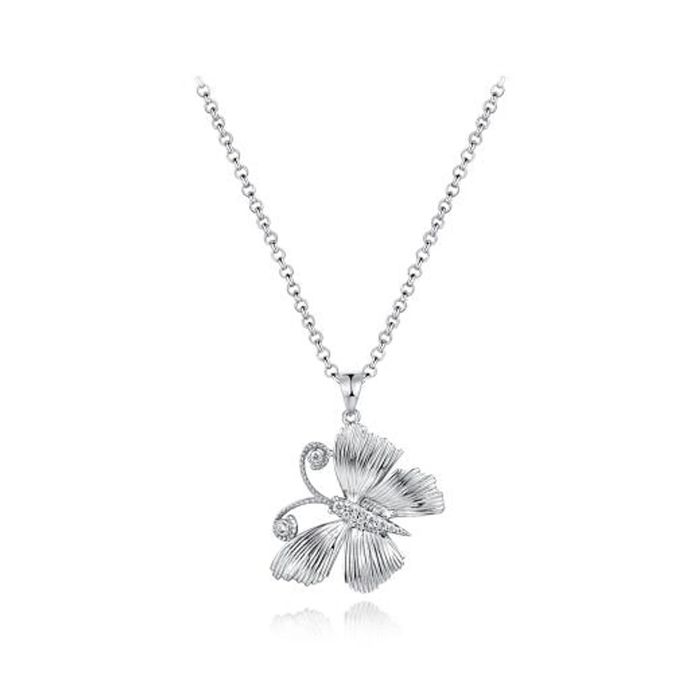 Sterling Silver Cubic Zirconia Butterfly Pendant