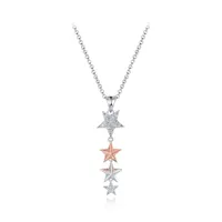 Sterling Silver Rose Plated Cubic Zirconia Star Pendant