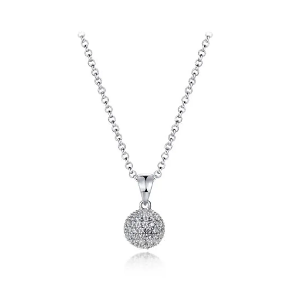 Sterling Silver Cubic Zirconia 8mm Ball Pendant