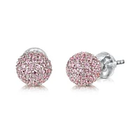 Sterling Silver Pink Cubic Zirconia 7mm Ball Earrings