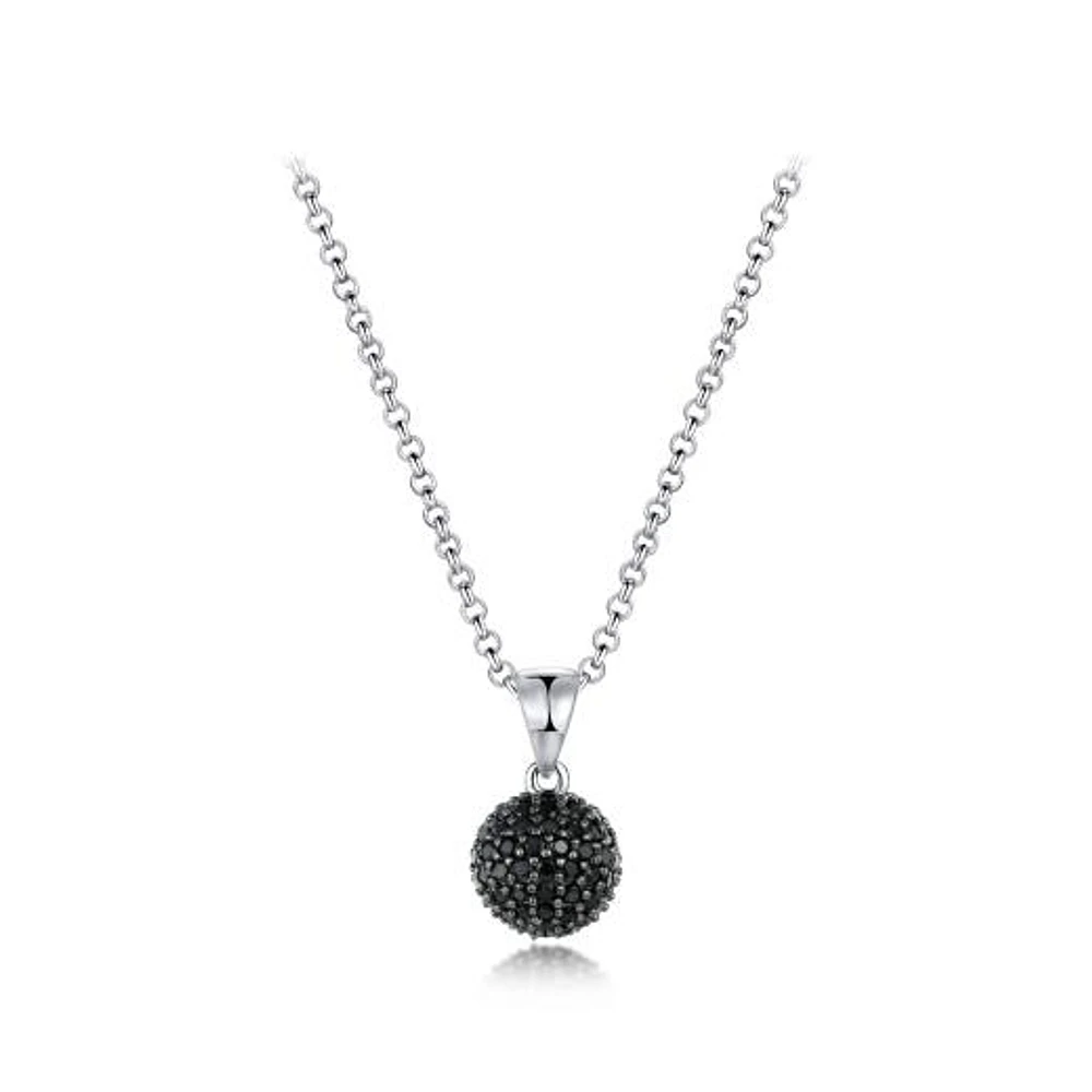 Sterling Silver Black Cubic Zirconia 8mm Ball Pendant