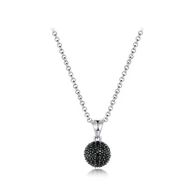 Sterling Silver Black Cubic Zirconia 8mm Ball Pendant