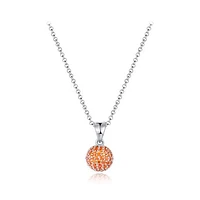 Sterling Silver Orange Cubic Zirconia 8mm Ball Pendant
