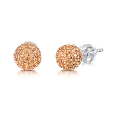 Sterling Silver Champagne Cubic Zirconia 7mm Ball Earrings