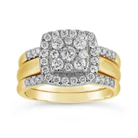 10K Yellow & White Gold Three Piece 1.00CTW Bridal Ring Set