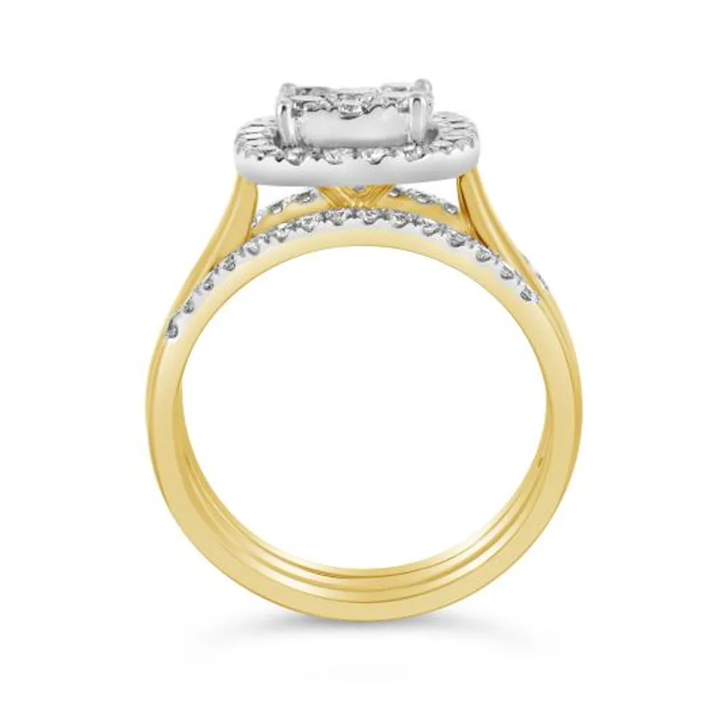 10K Yellow & White Gold Three Piece 1.00CTW Bridal Ring Set