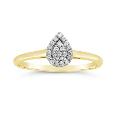 10K Yellow & White Gold Pear Shape 0.10CTW Diamond Promise Ring