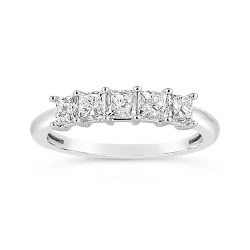 10K White Gold Princess Cut Diamond Band 1.00CTW I2/HI