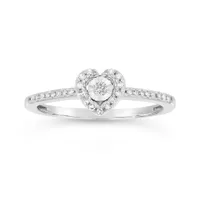 10K White Gold 0.15CTW Diamond Heart Promise Ring