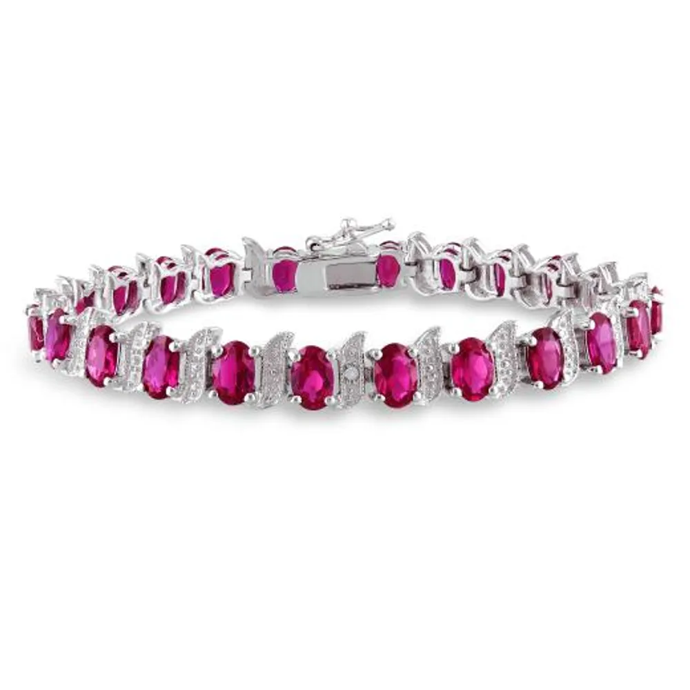 Julianna B Sterling Silver Created Ruby & Diamond Bracelet