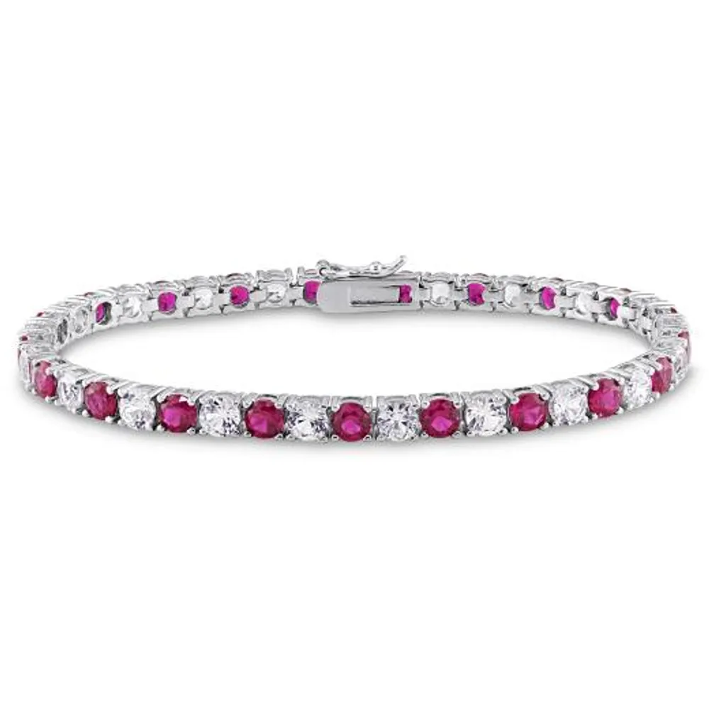 Julianna B Sterling Silver Created Ruby & Created White Sapphire Bracelet