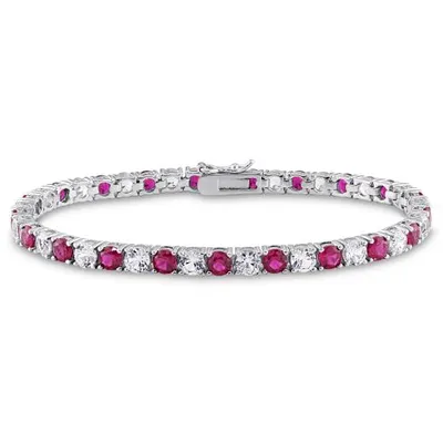 Julianna B Sterling Silver Created Ruby & Created White Sapphire Bracelet