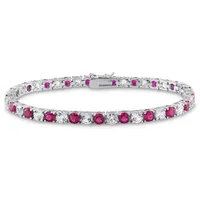 Julianna B Sterling Silver Created Ruby & Created White Sapphire Bracelet