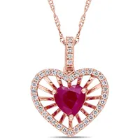 Julianna B 14K Rose Gold Ruby & Diamond Pendant