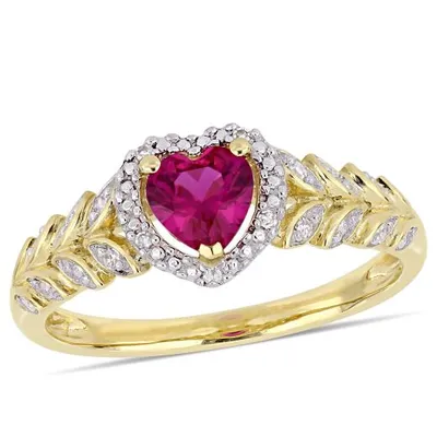 Julianna B 10K Yellow Gold Ruby & Diamond Ring