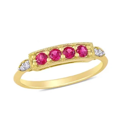 Julianna B 10K Yellow Gold Ruby & Diamond Ring