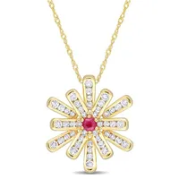 Julianna B 10K Yellow Gold Ruby & White Topaz Pendant