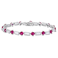 Julianna B Sterling Silver Created Ruby & Created White Sapphire Bracelet