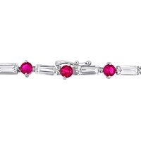 Julianna B Sterling Silver Created Ruby & Created White Sapphire Bracelet