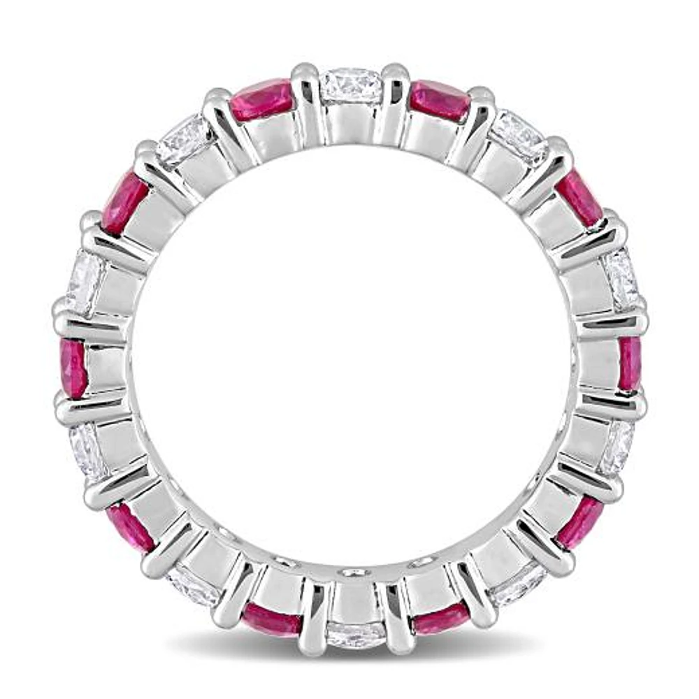 Julianna B Sterling Silver Created Ruby & White Sapphire Ring