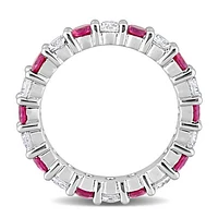 Julianna B Sterling Silver Created Ruby & White Sapphire Ring