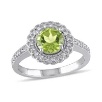 Julianna B Sterling Silver Peridot & Diamond Ring