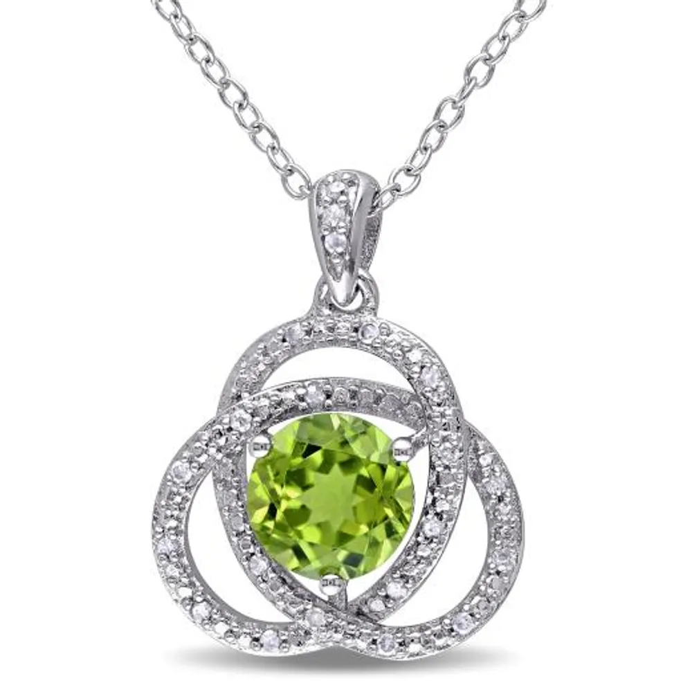 Julianna B Sterling Silver Peridot & Diamond Pendant