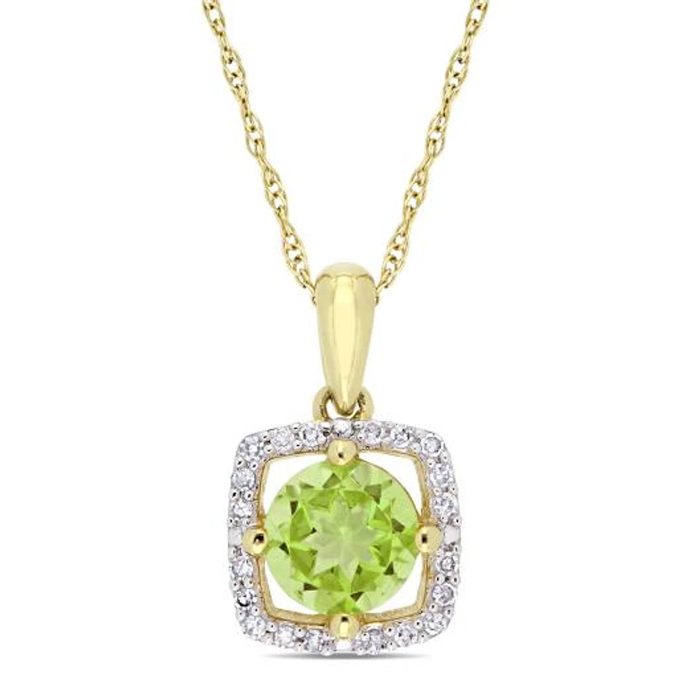 Julianna B 10K Yellow Gold Peridot & Diamond Pendant