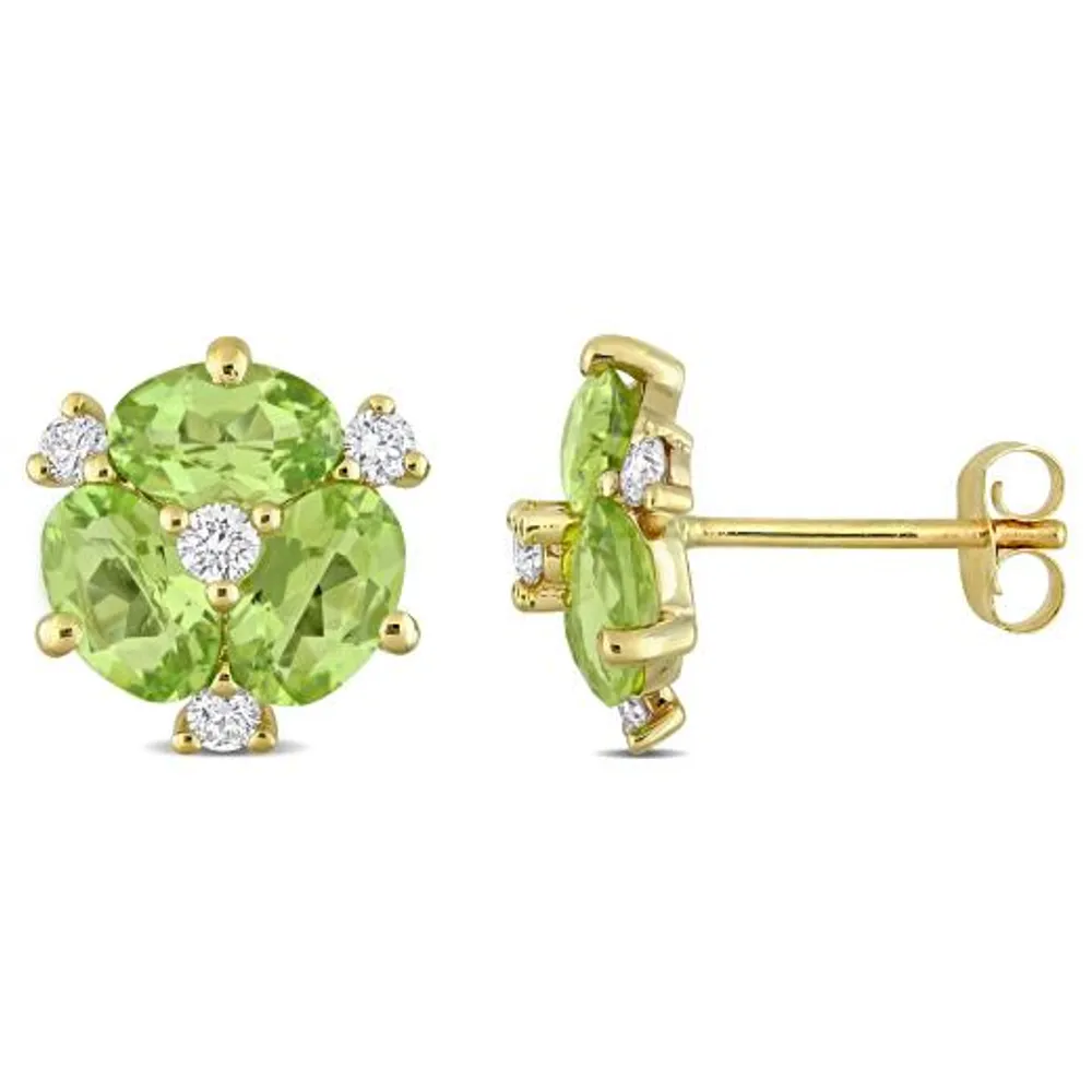 Julianna B 14K Yellow Gold Peridot & Diamond Earrings