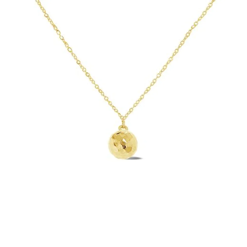 10K Gold 18" Ball Diamond Cut Necklace