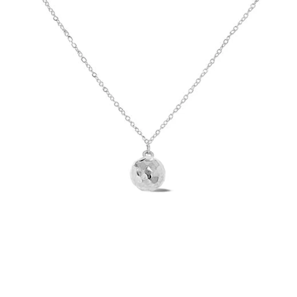 10K White Gold 18" Ball Diamond Cut Necklace