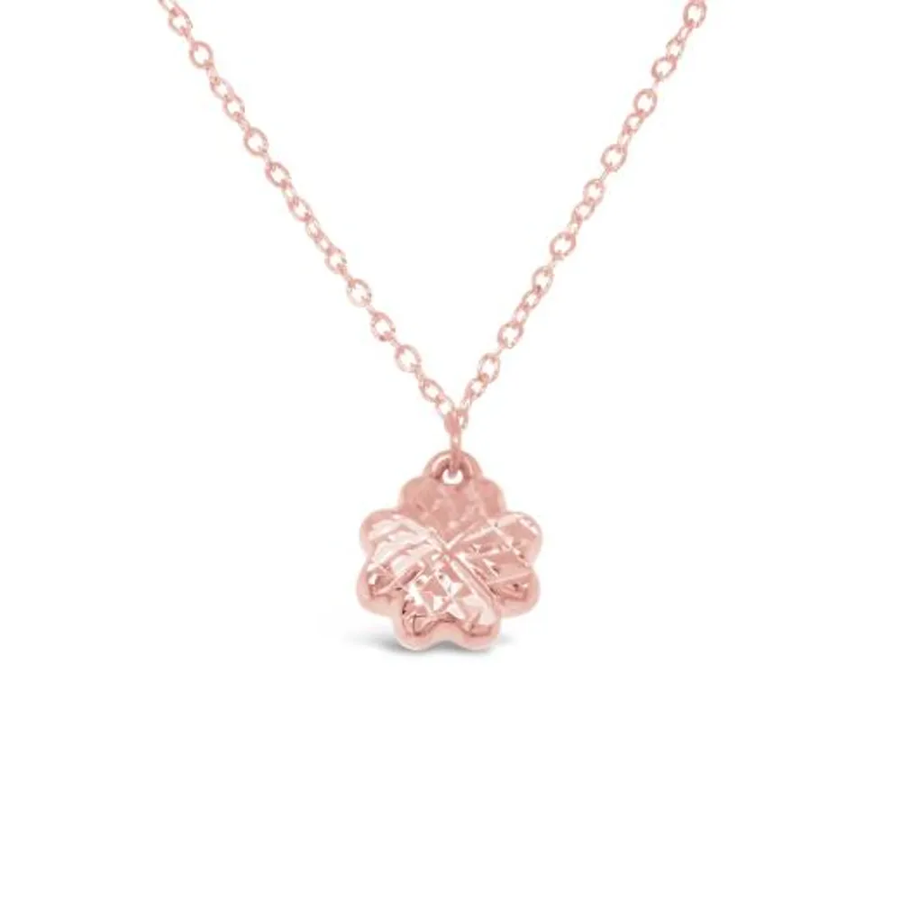 10K Rose Gold 18" Clover Diamond Cut Necklace