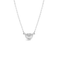 10K White Gold 18" Heart Diamond Cut Necklace