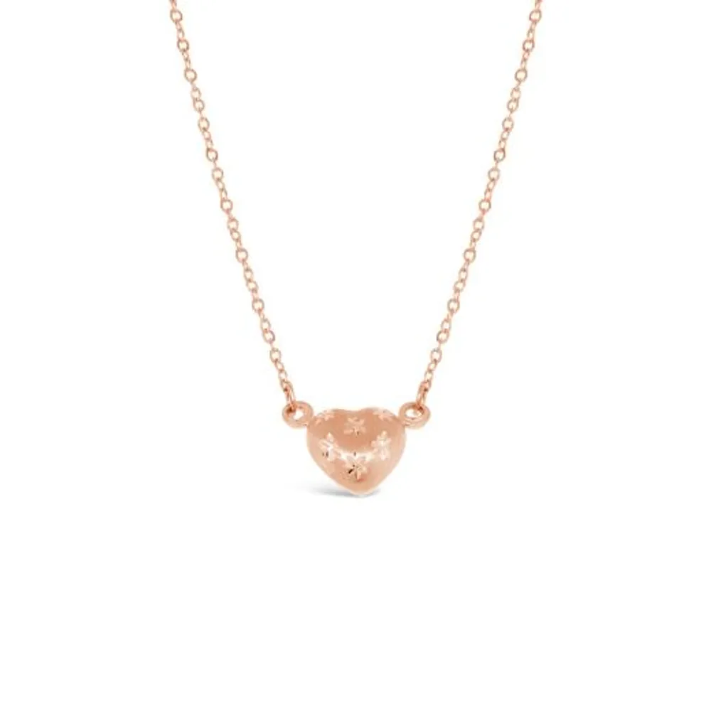 10K Rose Gold 18" Heart Diamond Cut Necklace