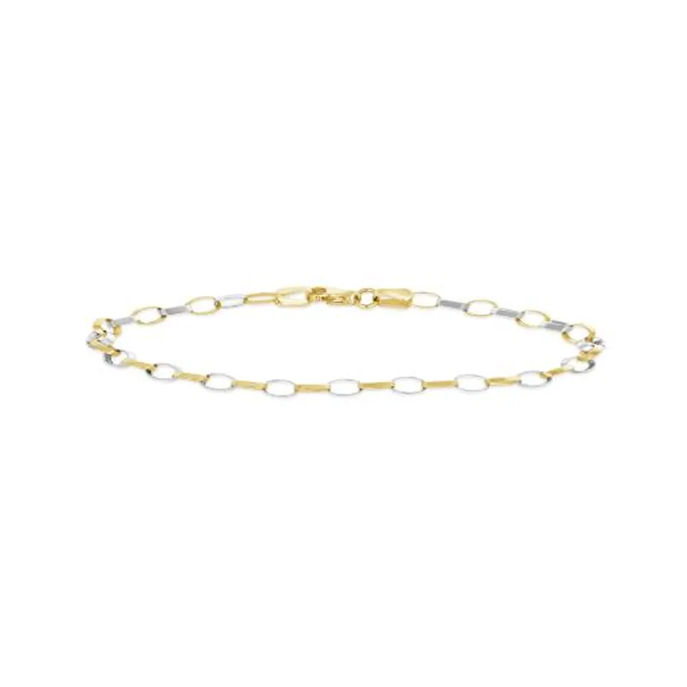 10K Yellow and White Gold 7.25" Rolo Chain Bracelet