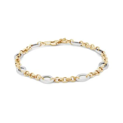 10K Yellow and White Gold 8" Mix Rolo Chain Bracelet
