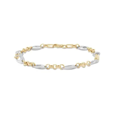 10K Yellow and White Gold 7.75" Mix Rolo Thick Chain Bracelet
