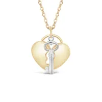 10K Yellow Gold 18" Heart Lock Necklace