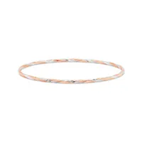 10K Rose and White Gold 65mm Twisted Slip-On Bangle