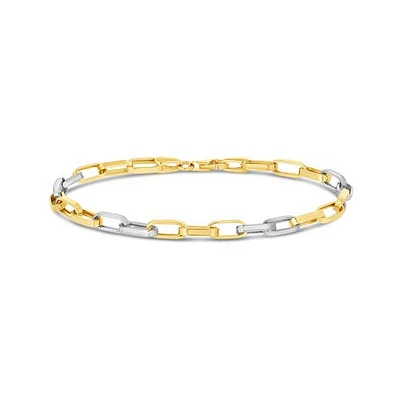 10K Yellow and White Gold 7.25" Rolo Chain Bracelet