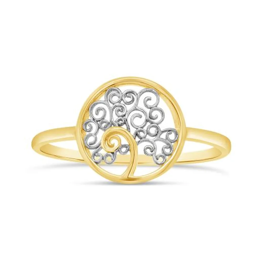 10K Yellow and White Gold Tree of Life Ring