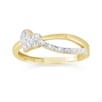 10K Yellow and White Gold Heart Ring