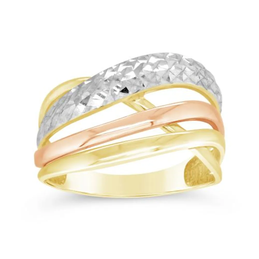 10K Tri-Gold Crossover Ring