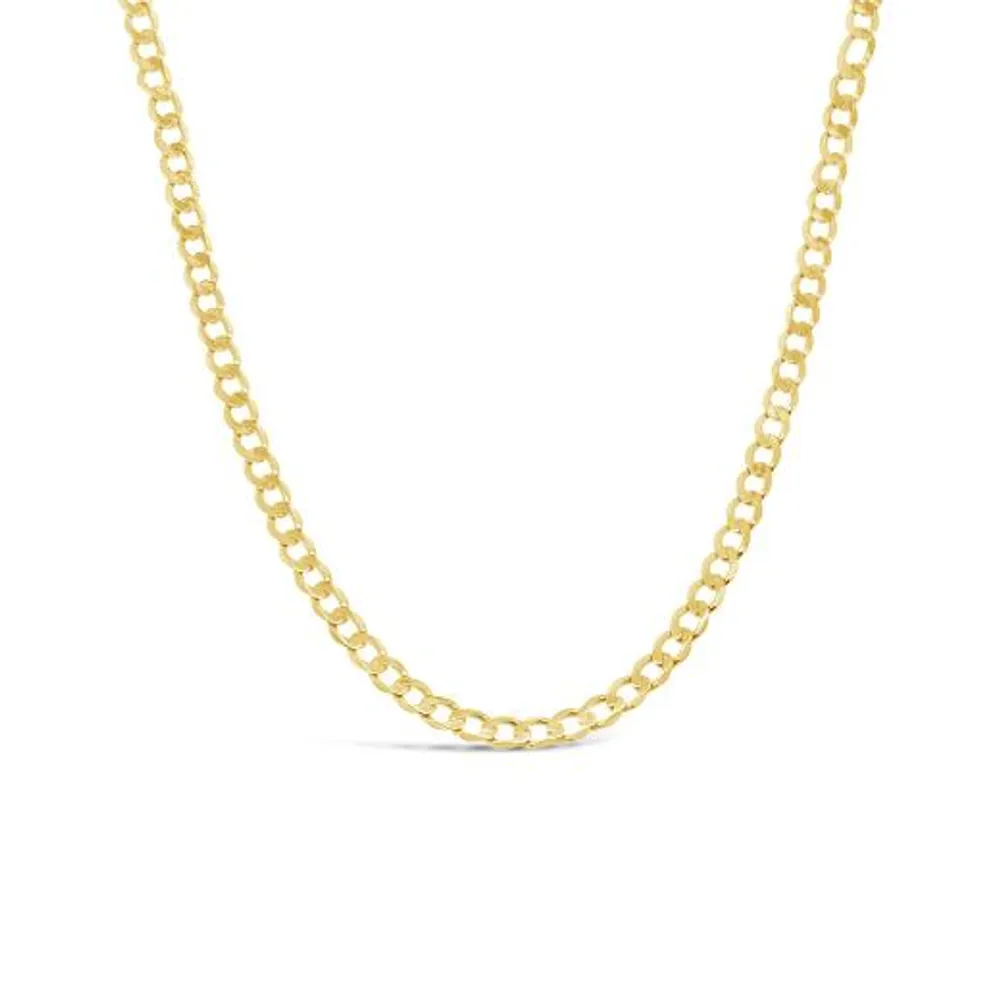 10K Yellow Gold 24" 2.6mm Super Flat Solid Curb Chain