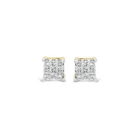 10K Yellow Gold Princessa 0.25CTW Diamond Earrings