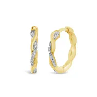 10K Yellow Gold 0.10CTW Diamond Twist Hoops
