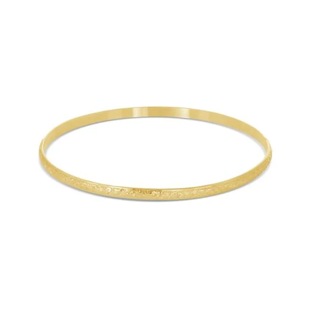 14K Yellow Gold Filled 65mm Floral Pattern Slip-On Bangle