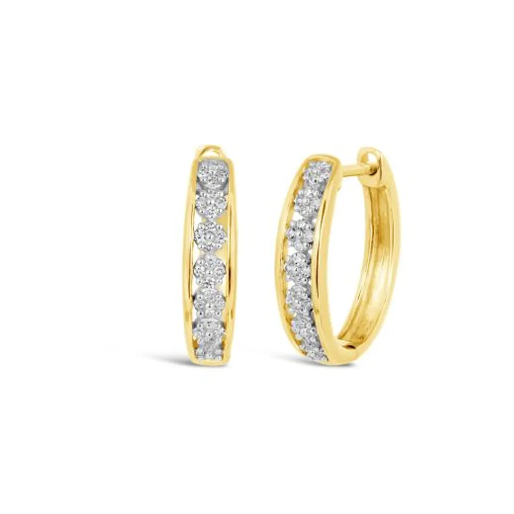 10K Yellow Gold 0.14CTW Diamond Hoops